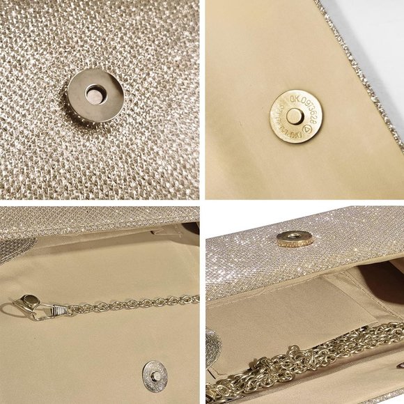 Women's Glitter Party Wedding Evening Handbag with Chain - Picture 5 of 6